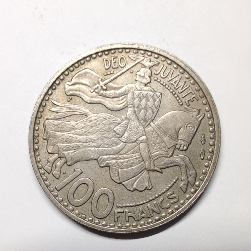 1950 Monaco 100 Francs Coin Vintage